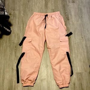 Pink cargo joggers